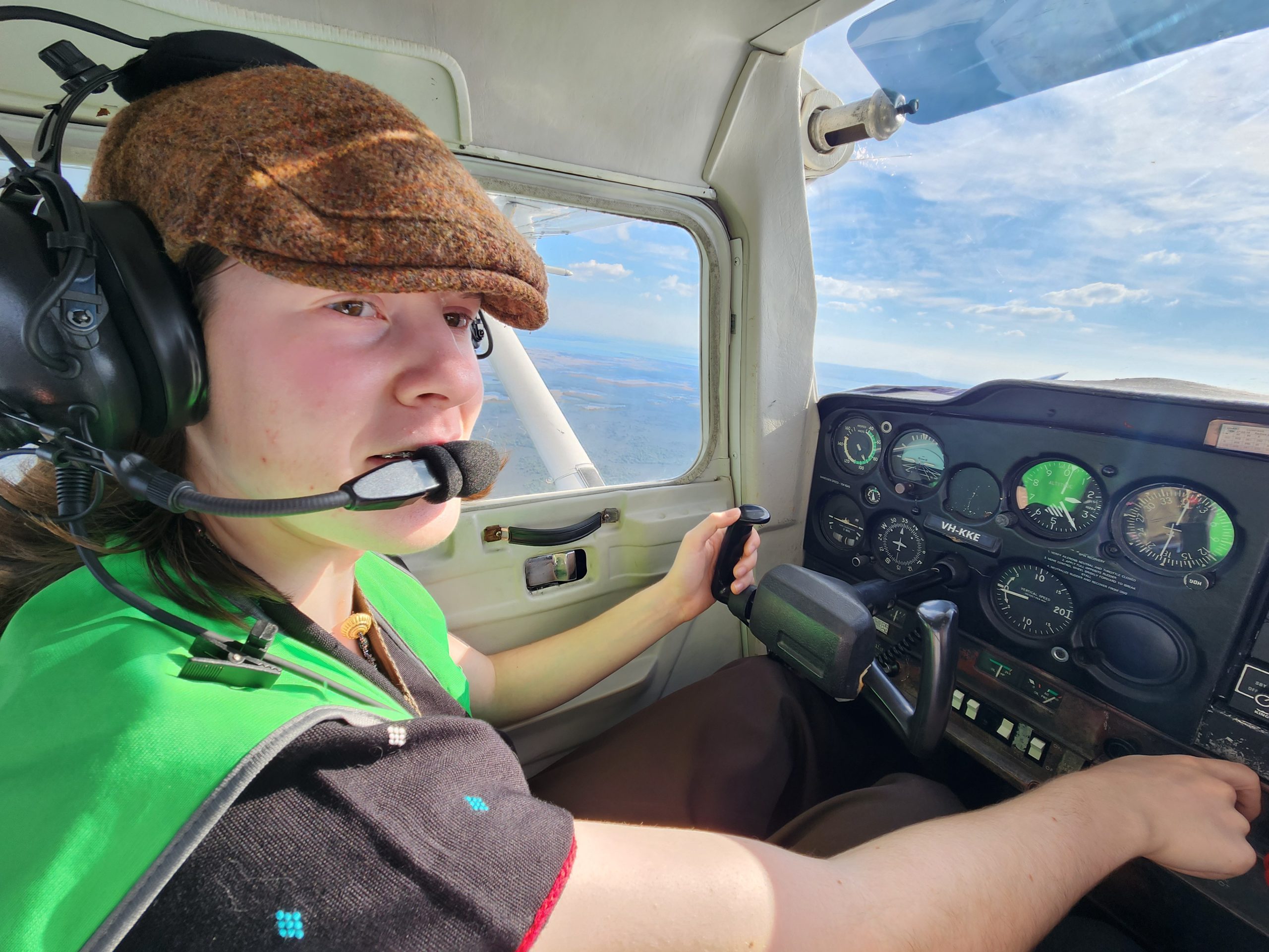 NDIS client Esther Parfett flying